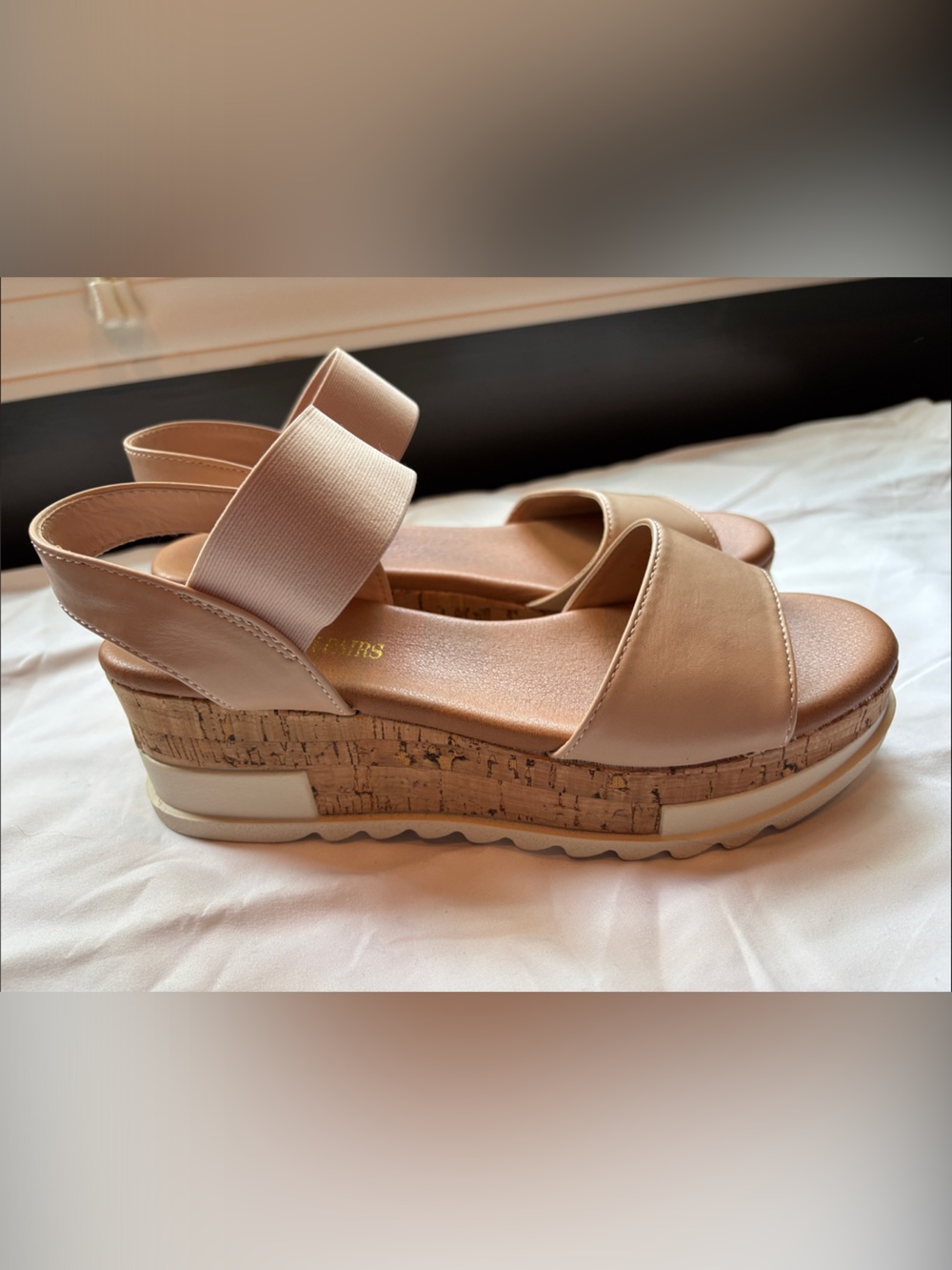 Dream Pairs Beige Platform Slingback Sandals